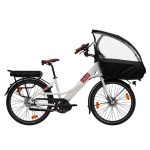 VÉLO CARGO COMPACT ÉLECTRIQUE - FAMILÉÖ 3 VITESSES BLANC + ACCESSOIRES ENFANT