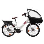 VÉLO CARGO COMPACT ÉLECTRIQUE - FAMILÉÖ 7 VITESSES BLANC + ACCESSOIRES ENFANT