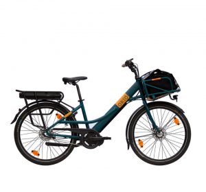 VÉLO PORTEUR ÉLECTRIQUE - MISSIVE 3 VITESSES BLEU CANARD + SACOCHE AVANT