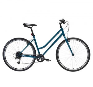 VELO TOUT CHEMIN RIVERSIDE 120 ENJAMBEMENT BAS BLEU PÉTROLE